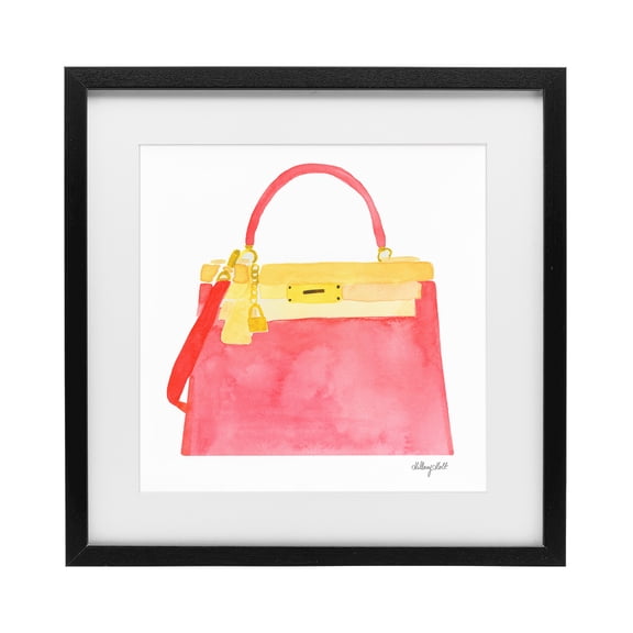 Stupell Industries Glam Elegant Coral Handbag Black Framed Print Under Glass, 13 x 13, by Hillary Holt