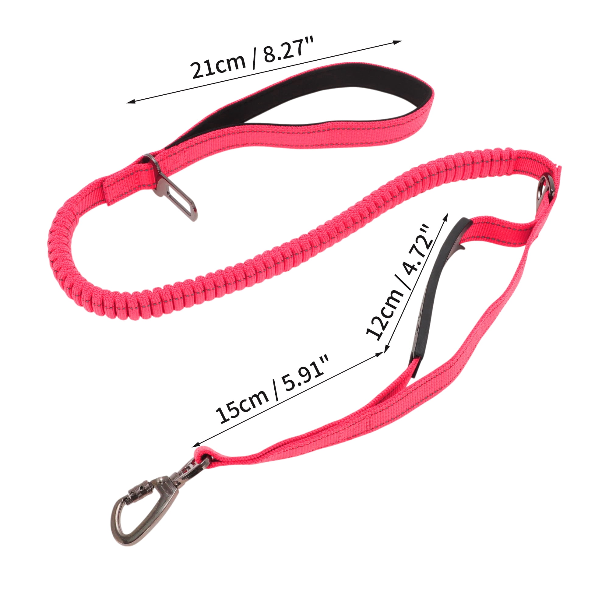Unique Bargains Dog Car Seatbelt with Shock Absorbing Leash and Handles Rose Red