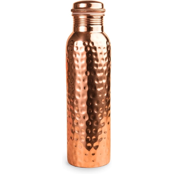 DijiiPluss Pure Copper Water Bottle 34 oz, Handmade Copper Drinking Bottle with Leak-Resistant Lid, BPA-Free Reusable Water Bottle for Home, Office, Gym, Yoga & Travel