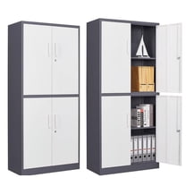 MIIIKO Metal Storage Cabinet, 2 Adjustable Shelves Lockable Door, Steel Locker for Office, Home, Pantry, Garage Utility Cabinet