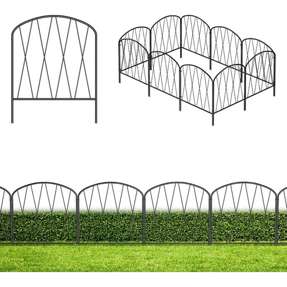 Oumilen 16" (H) x 11FT (L) Decorative Garden Fence, Black (10 Pack)