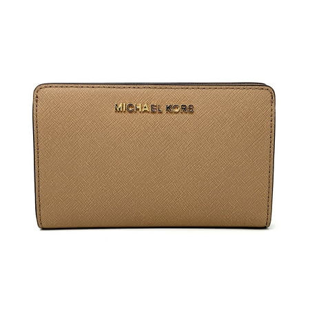 Michael Kors Jet Set Travel Slim Bifold Saffinao Leather Wallet, Dark Khaki