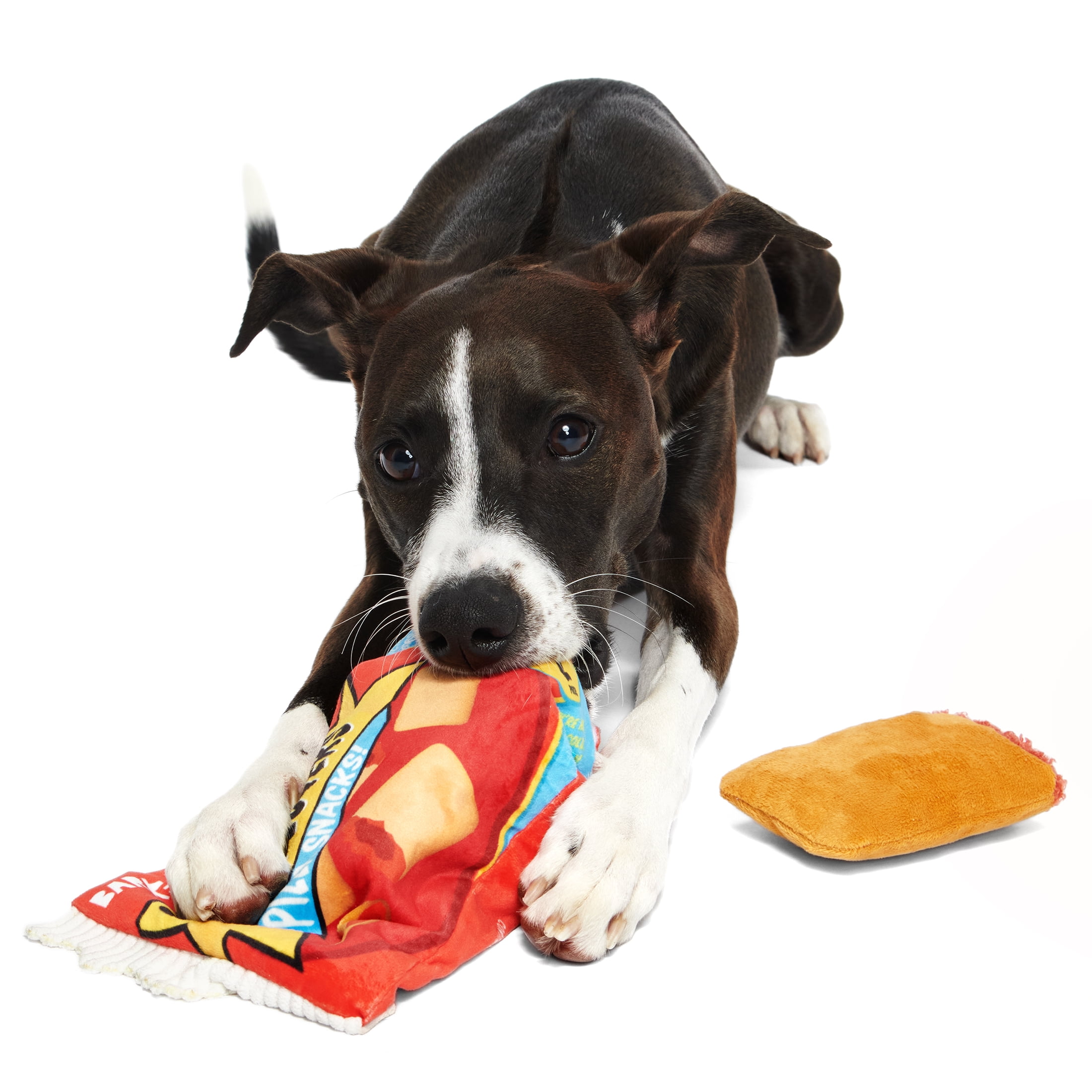 BARK 3-Part Pizza Roll Squeak Lovers Snacks Dog Toy For Medium and Large Dog Sizes