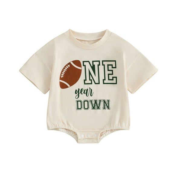 Suealasg Newborn Baby Boys Girls Bubble Romper Short Sleeve Crew Neck Letters Print Bodysuit Infant Summer One Piece Playsuit