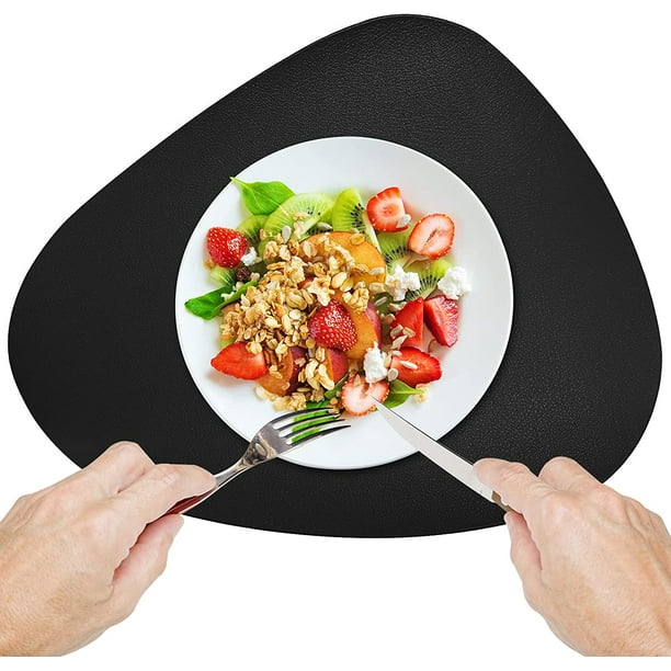 Juego De 6 Manteles Individuales Negros Para Mesa De Comedor, Manteles Individuales De Piel Sintética | En Línea