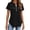 Black #007, variant on Womens Dressy Casual Tops Short Sleeve Zip Front Flowy Business Work Blouses Summer Shirts, 2XL