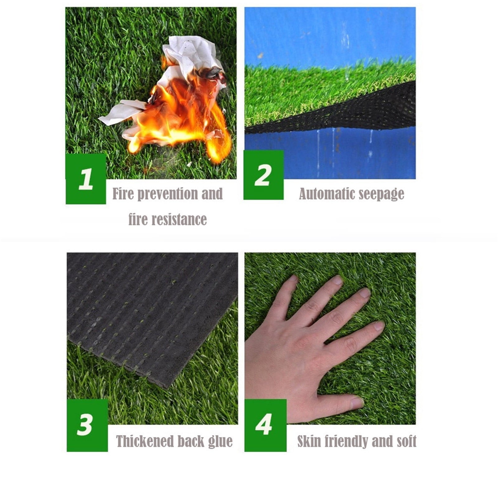 Fnochy Realistic Artificial Grass Turf 39X79 inch, Indoor Outdoor Pet Faux Synthetic Grass Rug Carpet for Garden Backyard Patio Balcony Artificial Balcony School Green, Indoor/Outdoor Area Rug