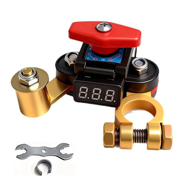 Battery Disconnect 12V/24V Digital Voltage Display Brass leakage High Car 360 Conductivity Rotating Battery