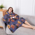 thumbnail image 5 of Oversized Wearable Blanket Hoodie,Magical Pumpkin Castle Halloween Pattern Sherpa Blanket Hoodie with Super Pockets,Super Warm Fuzzy Pullover for Women & Men, 5 of 6