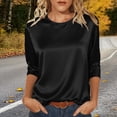 thumbnail image 2 of Tisuna Women'S Silk T-Shirts Solid Color 3/4 Sleeve Crew Neck Shirt Classic Fit Casual Fashion Ladies Business Party Summer Outfits Size L, 2 of 9