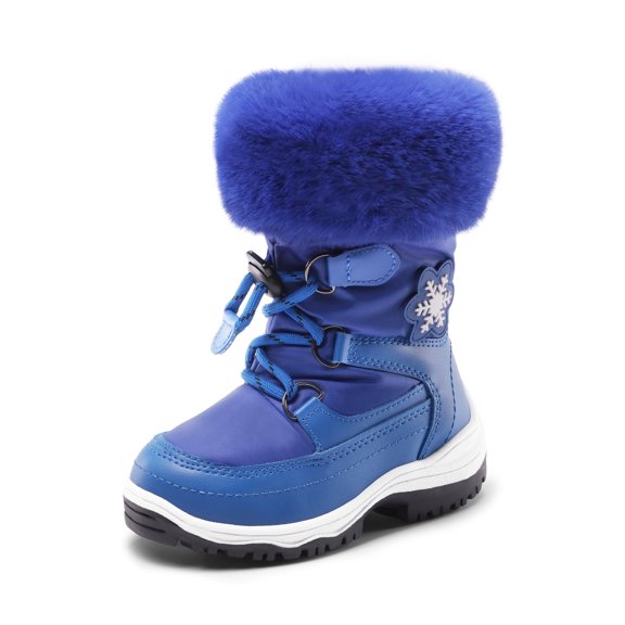 DREAM PAIRS Boys Girls Toddler Snow Boots Slip Resistant Faux Fur Lined Mid Calf Little Kids Winter Shoes SDSB2221K ROYAL BLUE Size 5T