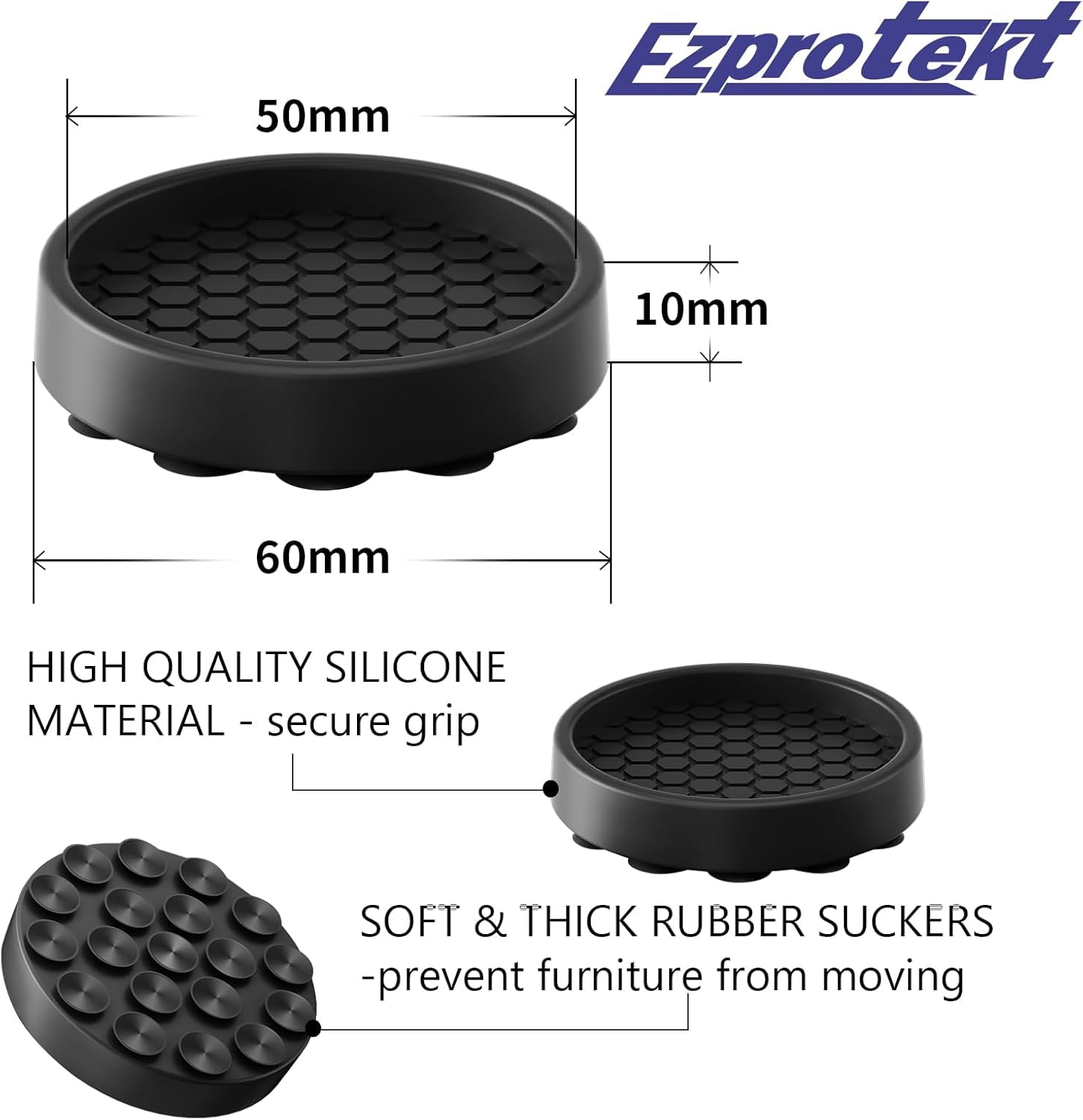 LxcshLjx 8-Pack Non-Slip Furniture Pads – 2.5” Round Rubber Caster Cups For Floor Protection