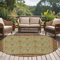 thumbnail image 4 of Large Round Rug 8Ft Washable Non-Slip, Boho Geometric Abstract Floral Circle Area Rugs for Living Room Bedroom, Vintage Ethnic Flower Textured Indoor Floor Mats Carpet Runner for Home Decor, 4 of 8