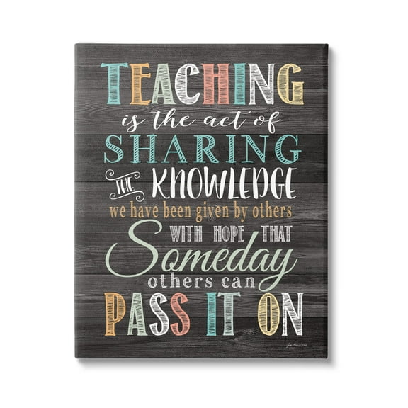 Stupell Teaching Is Sharing Knowledge Rustic Inspirational Painting Gallery Wrapped Canvas Print Wall Art