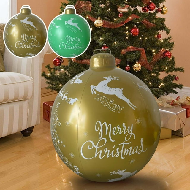 Xihbxyly Bola Navideña Inflable de 60 Cm, Decoración Exterior de Pvc Resistente, Resistente a La Intemperie, Acabado Pintado Vibrante, Decoración Navideña para Jardín, Adorno para Árbol de Navidad (J