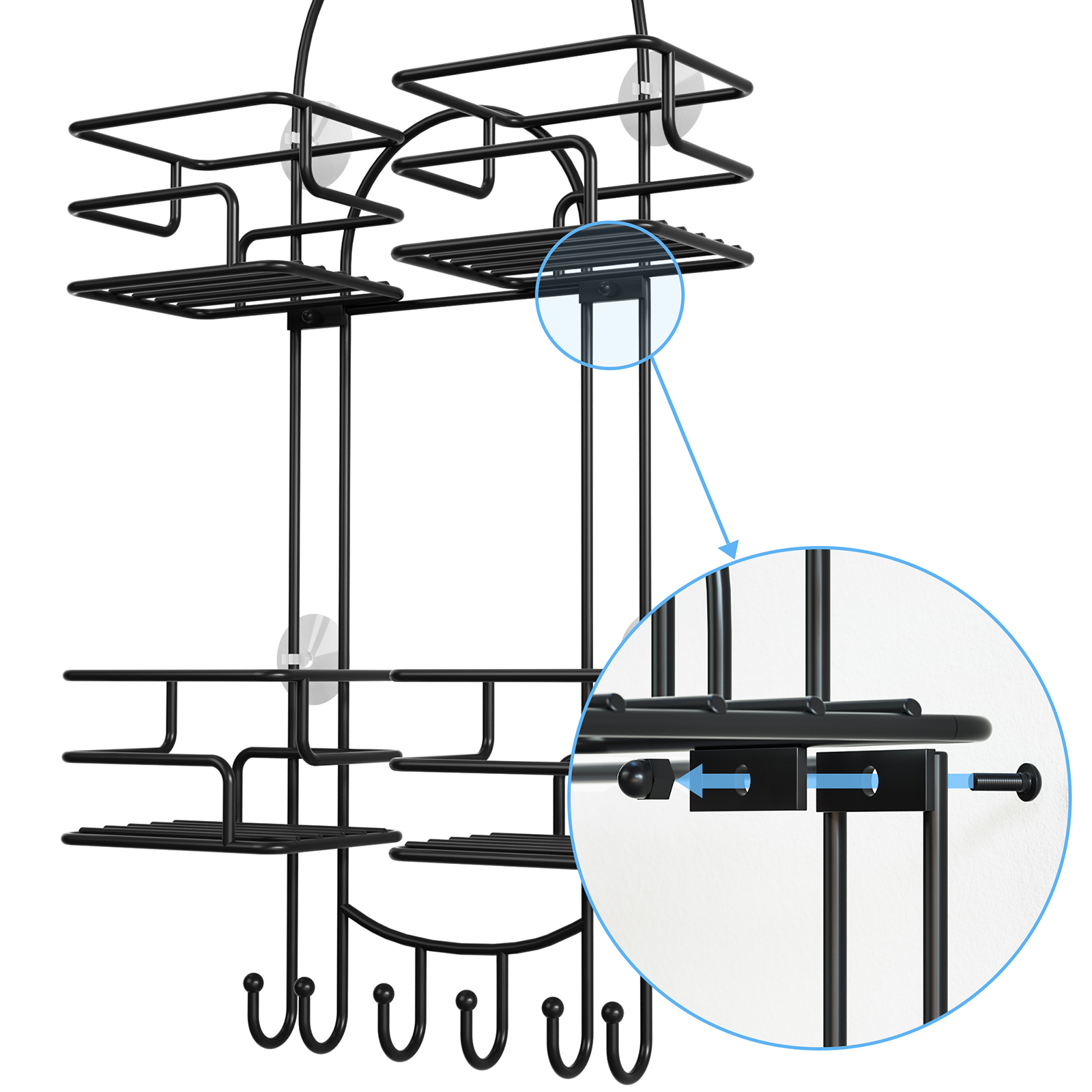 SRIWATANA Shower Caddy Organizer Hanging Over Head, Bathroom Shower Rack  Hanger with Hooks for Razors - Bronze