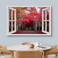 thumbnail image 3 of wall26 Canvas Print Wall Art Window View Red Autumn Season Tree Forest Tree Path Wilderness Nature Photography Realism Scenic Landscape Colorful Multicolor for Living Room, Bedroom, Office - 12", 3 of 5