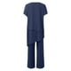 thumbnail image 4 of Traje pantalón de gasa liso de primavera para mujer - Diseño holgado e irregular - Top con botones y pantalones capri - Tallas S-XXXL, 4 of 8