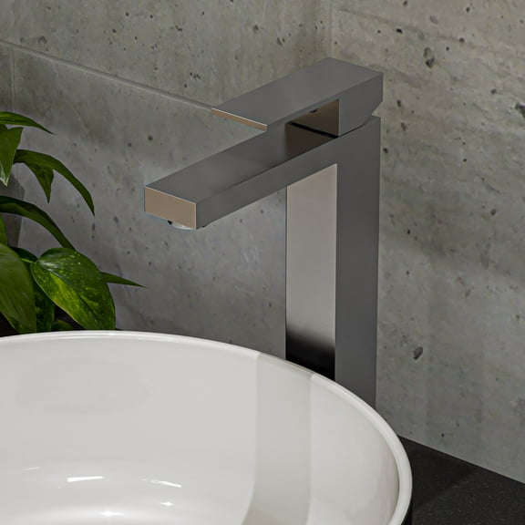 ALFI brand AB1129-BN Brushed Nickel Tall Square Single Lever Bathroom Faucet