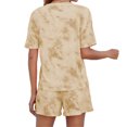 thumbnail image 1 of Qarigey Conjunto de 2 piezas de camiseta, quinto pantalón, traje informal para dormir, algodón cómodo, traje de moda de piezas, elegante, Yoga, Prendas para la parte del cuerpo Albaricoque s Qarigey AP011066-11, 1 of 6