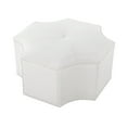 thumbnail image 4 of Nicole Miller Eudel White PU Leather PU Cocktail Ottoman - Upholstered, Single Tuft, Handmade Nailhead Trim, 4 of 10