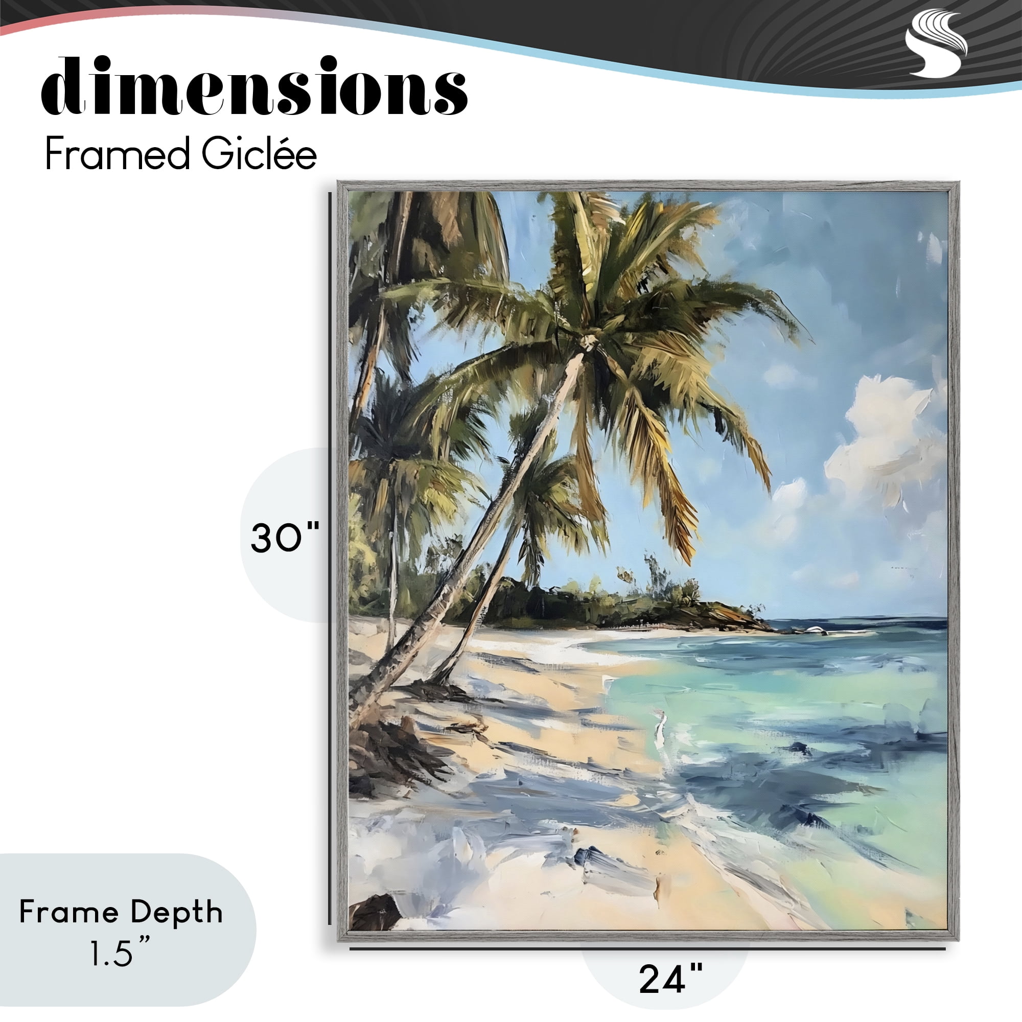 Stupell Industries Tropical Coastline Palm Frond Shadows Gray Framed Giclee Art, design by Franklyn Gregory