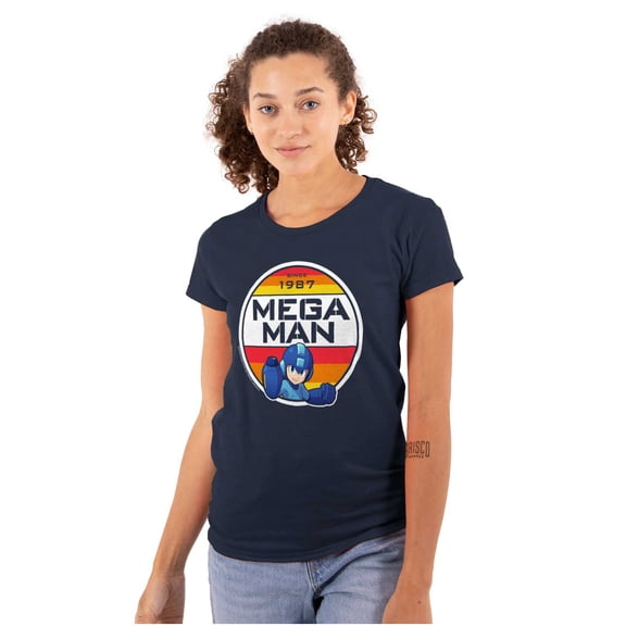 Classic Retro Video Game Mega Man Womens Fitted Plus Size Graphic Tee Brisco Brands 2X