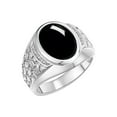 thumbnail image 2 of RYLOS Men's Rings Sterling Silver Nugget Ring with Cabochon Gemstone & Diamonds Cabochon Onyx Rings For Men Size 12, 2 of 7