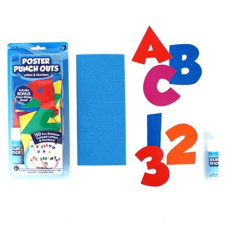 WM Kids Craft Poster Punch Outs, Letters and Numbers with Glue Stick