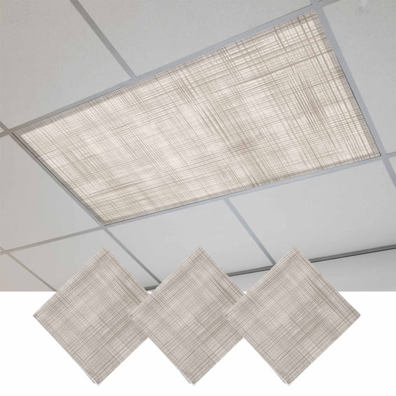 3 Pcs Lattice Cotton Fluorescent Light Covers Texture Magnetic Light Covers for Ceiling Lights 4 x 2 ft Drop Ceiling Lights Cover Shade for Office, Home, Hospital