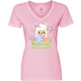 thumbnail image 3 of Inktastic Happy Easter Llama with Spring Flowers and Egg Women's V-Neck T-Shirt, 3 of 5