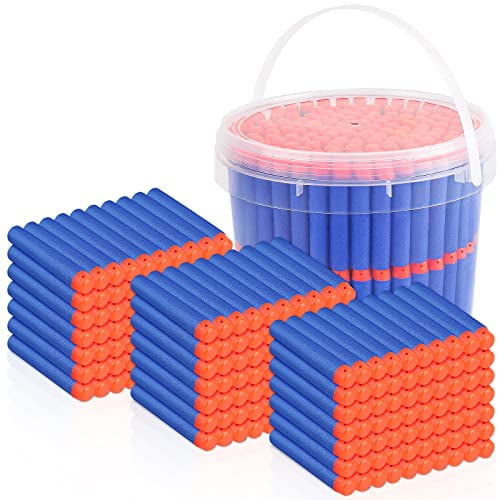 Refill Darts Bullets Compatible with Nerf Guns N-Strike Elite Series,300PCS Refill Darts Premium Foam Bullets Pack with Portable Storage Bucket