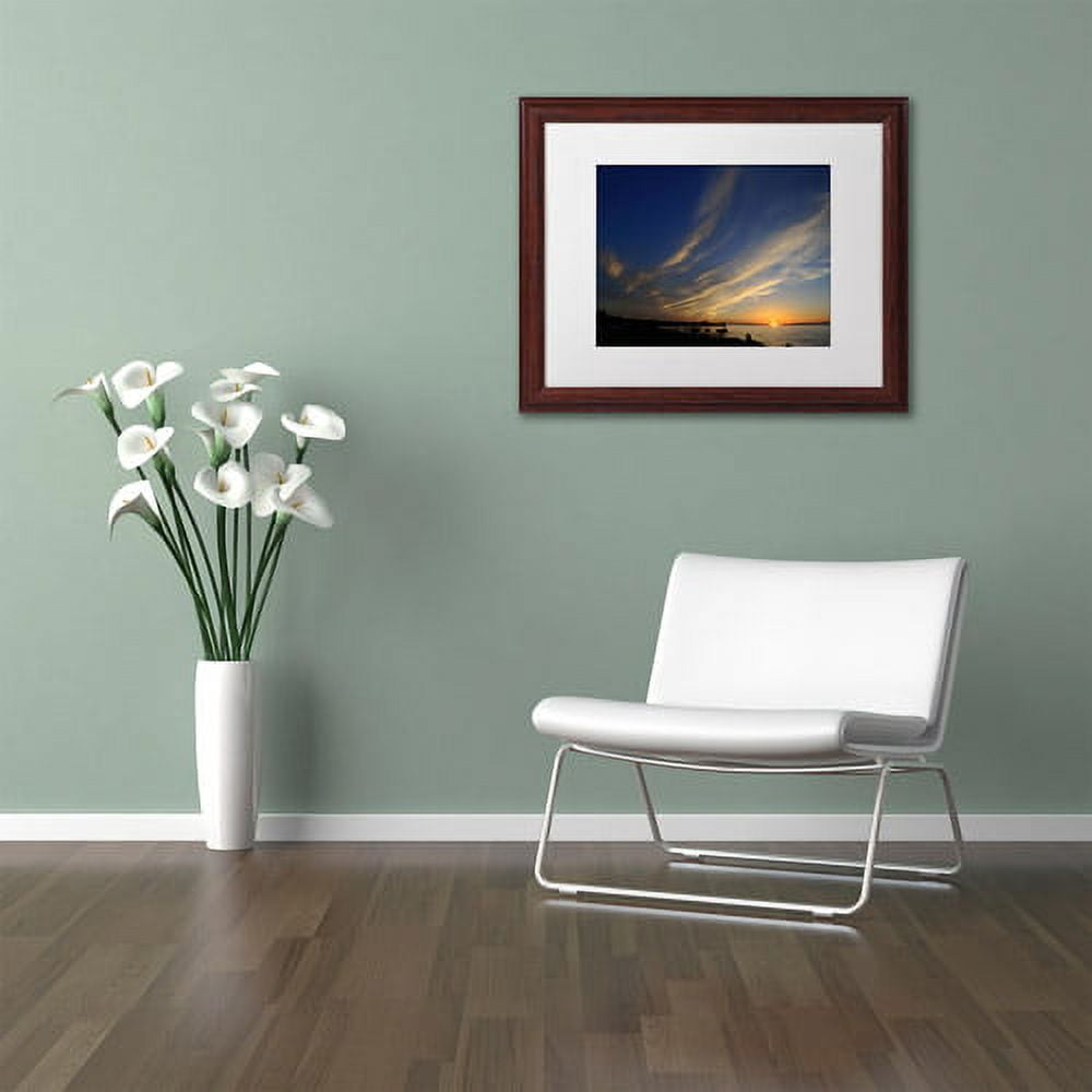 Trademark Fine Art "Sweeping Sunset" Canvas Art by Kurt Shaffer White Matte, Wood Frame