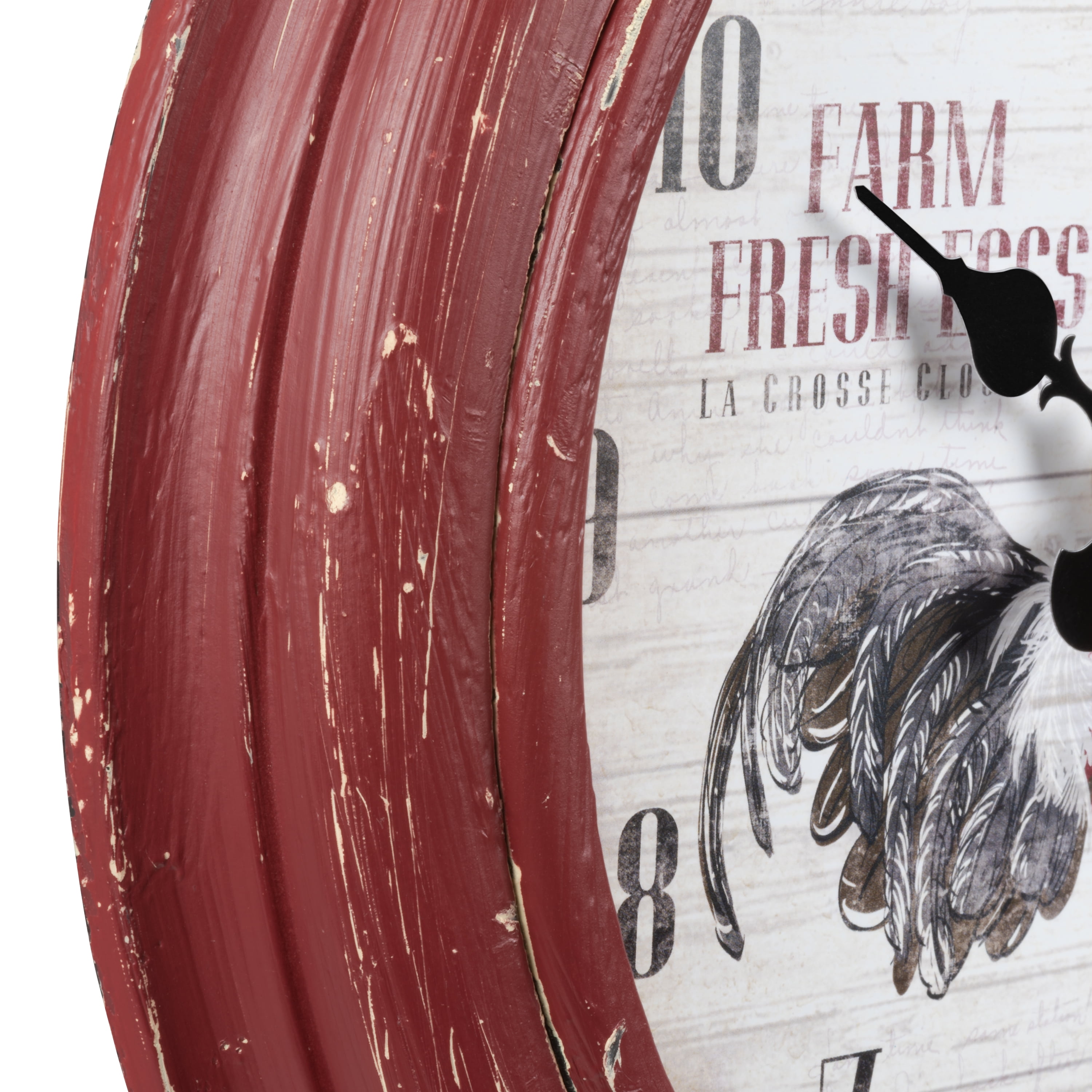 La Crosse Clock 12-Inch Red Rooster Distressed Quartz Analog Wall Clock, 404-3630