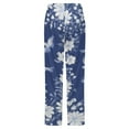 thumbnail image 6 of Blue Floral Bird Print Winter Female Pants Flannel High Waist Women Pants Lady Warm Straight Leg Plush Trousers, 6 of 7