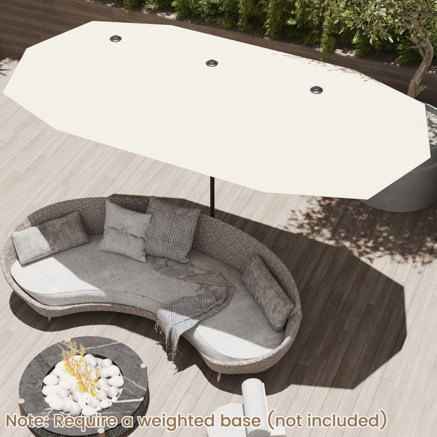 GVN Outdoor Patio Umbrella,Patio Umbrella,13 FT Large Patio Umbrella Outdoor Double-Sided Table Market Umbrella with Crank Handle-Beige