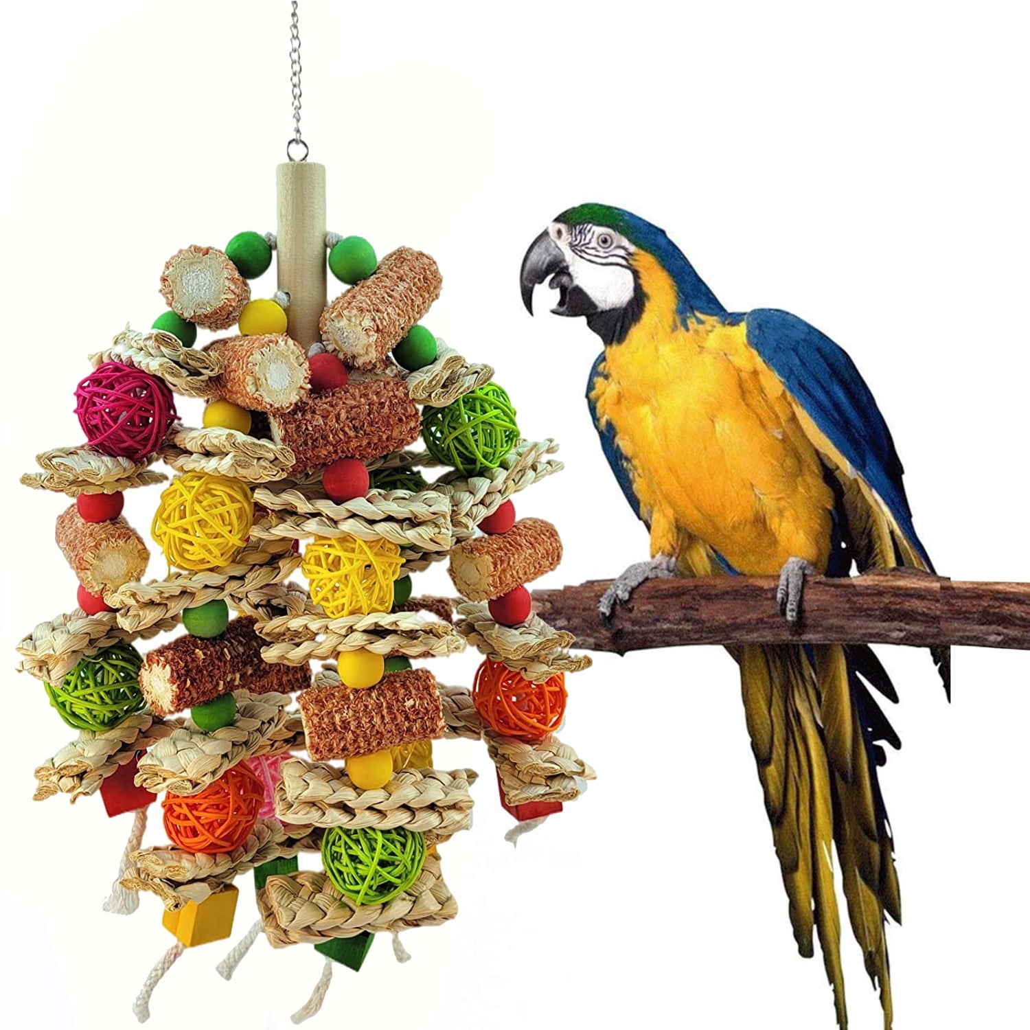 Parrot Toys, Natural Corn Cob Chew Toys, Macaws, African Gray Parrots and Various Parrot Cage Accessories, Cage Toys - Walmart.com