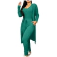 thumbnail image 2 of YHAJDS Two Piece Set for Women,Outfits for Women 2 Piece Set Ladies Fashion Set Long Sleeve Crew Neck Jumpsuit with Long Cardigan Casual Loose Fall Winter Fashion Outfit Set, 2 of 5