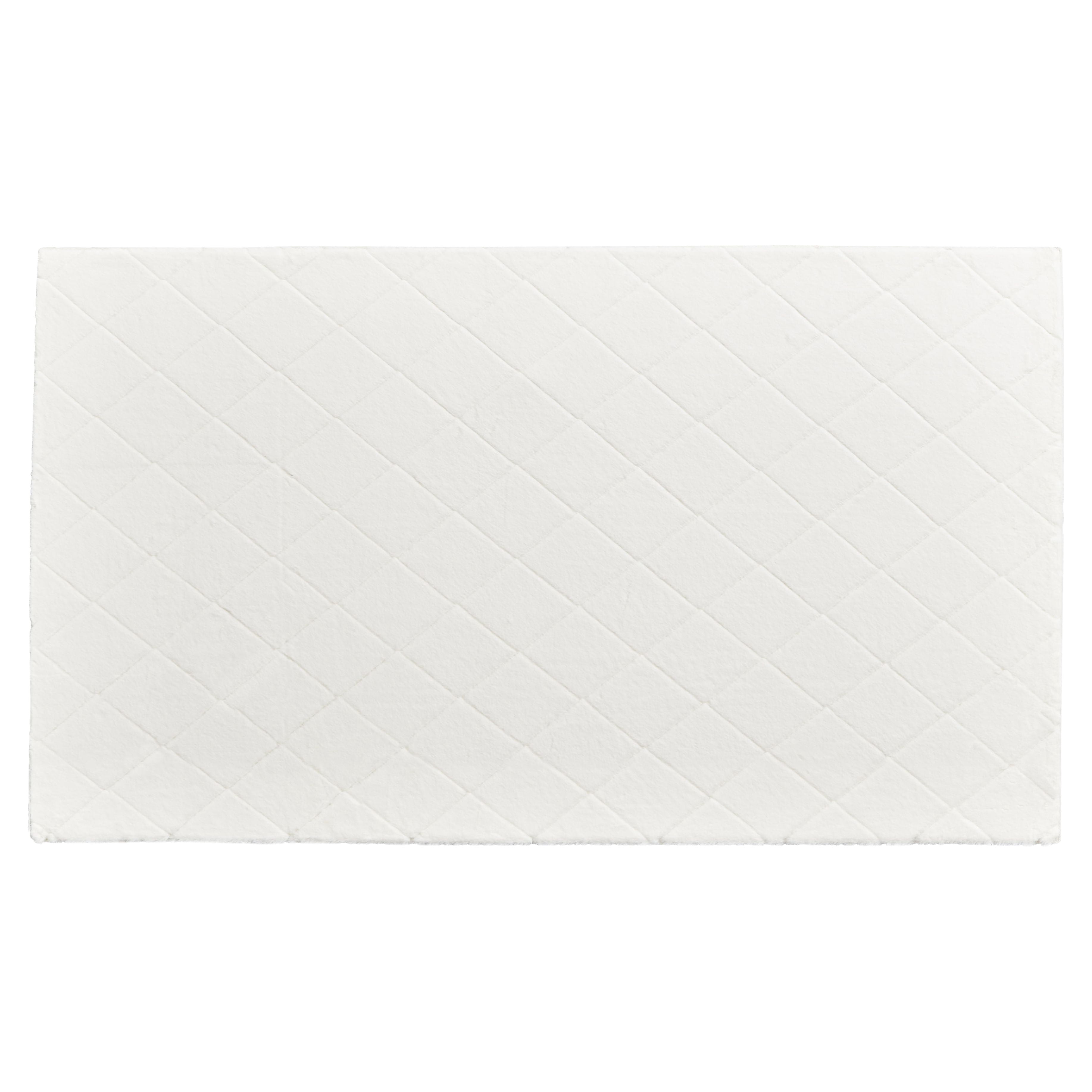 Better Homes & Gardens, Ivory Faux Rabbit Fur Diamond Accent Rug, 30" x 46"