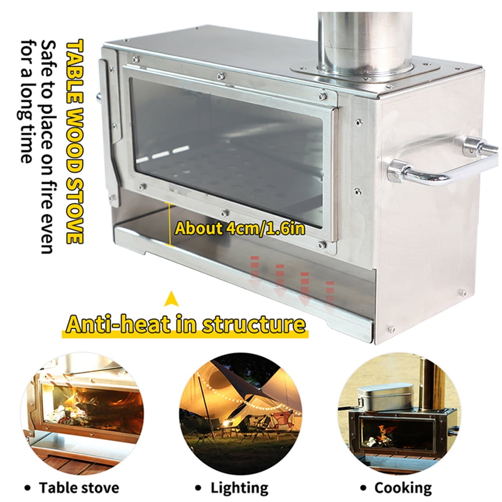 Poêle Fusée Portable En Acier Inox – Cuisine En Plein Air Au Bois (12 Lbs, 11x11x12.5")