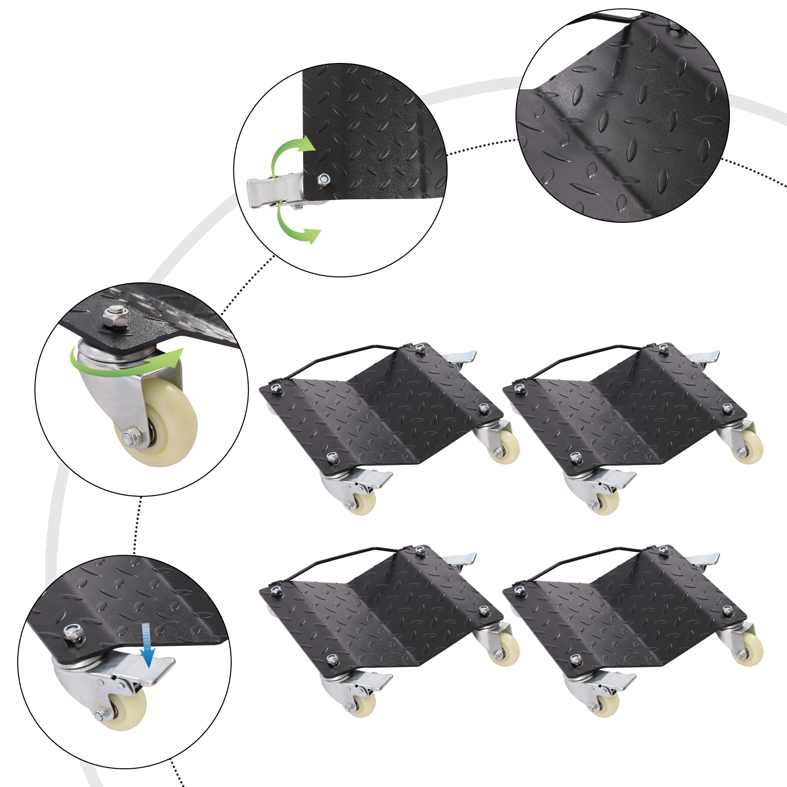 Miumaeov Truck Car Wheel Moving Dolly Car Wheel Dolly Set of 4 Repair