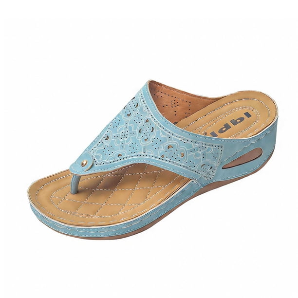 Mujeres Zapatos de Caminar Estilo Hueco Fuera de Tacón de Cuña Sandalias, Cojines Del Dedo Del Pie para Zapatos Más Tamaño Mula Primavera Verano Cómodo