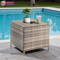 thumbnail image 2 of Hassch Outdoor PE Wicker Side Table with Storage, 27-Gallon All-Weather Rattan Square Patio Table with Lift-Off Lid, for Decks, Balconies, Poolside (Gray), 2 of 9