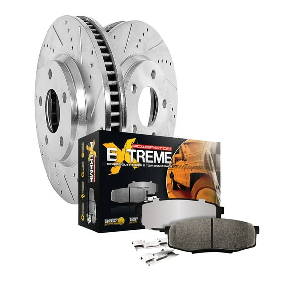 PowerStop Front Z36 Truck & Tow Carbon-Fiber Ceramic Brake Pad and Drilled and Slotted Rotor Kit Fits: DODGE Select Models K2139-36