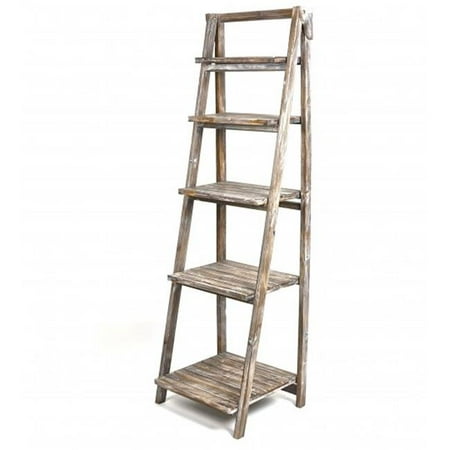 

Hi-Line Gift FWP13005 Vintage Style Wooden 5 Shelves Flower Stand - Washed Grey
