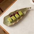 thumbnail image 4 of Ceramic Serving Tray Creative CeramicLeaf Shaped Long Platter Oblong Serving Tray For Pastries Breakfast Desserts Elegant Tableware For Home Entertaining Hostess Gift, 4 of 5