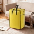 thumbnail image 6 of Uandlove Extra Large Storage Bags with Handles, Zippered Clothes Blanket Storage Organizer for Moving Travel Dorm, Foldable Sturdy Fabric, Yellow, 80x52x41cm, 6 of 6