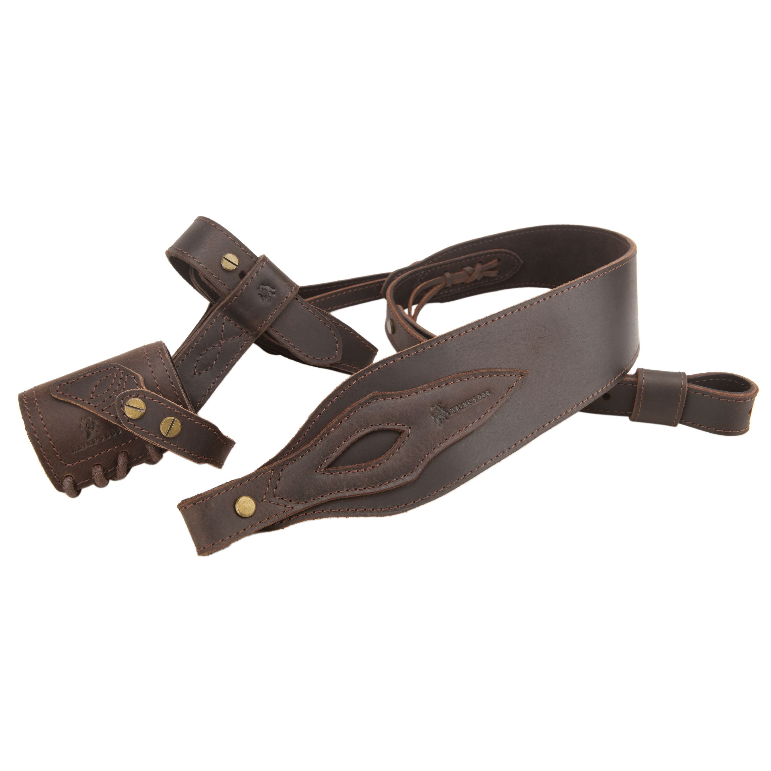 1 Suit Full Leather Rifle No Drill Harnessed Buttstock Holder Cover , Barrel Mount with Leather Gun  Sling