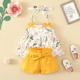 thumbnail image 2 of UAYOTSE Toddler Girls Summer 2 Piece Set Ruffle Sleeveless Cotton Linen Tank and Shorts,12-18 Months Yellow, 2 of 9