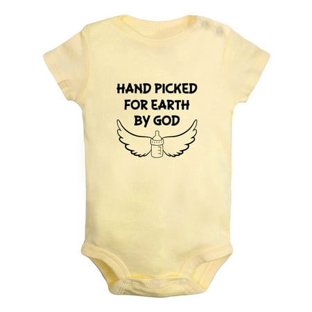 

iDzn Hand Picked for Earth by God Funny Rompers For Babies Newborn Baby Unisex Bodysuits Infant Jumpsuits Toddler 0-24 Months Kids One-Piece Oufits
